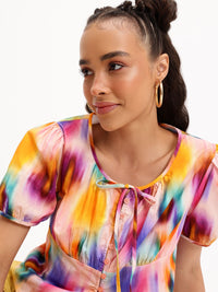 DressBerry Dyed to Impress Abstract Printed Shirt Style Top
