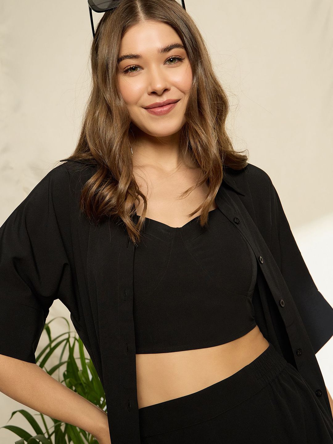 Berrylush Shoulder Straps Top and Shirt With shorts
