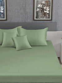 KLOTTHE Olive Green 400 TC Super King Bedsheet with 2 Pillow Covers