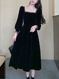 Pakaian Lengan Puff Dressberry Fit & Flare