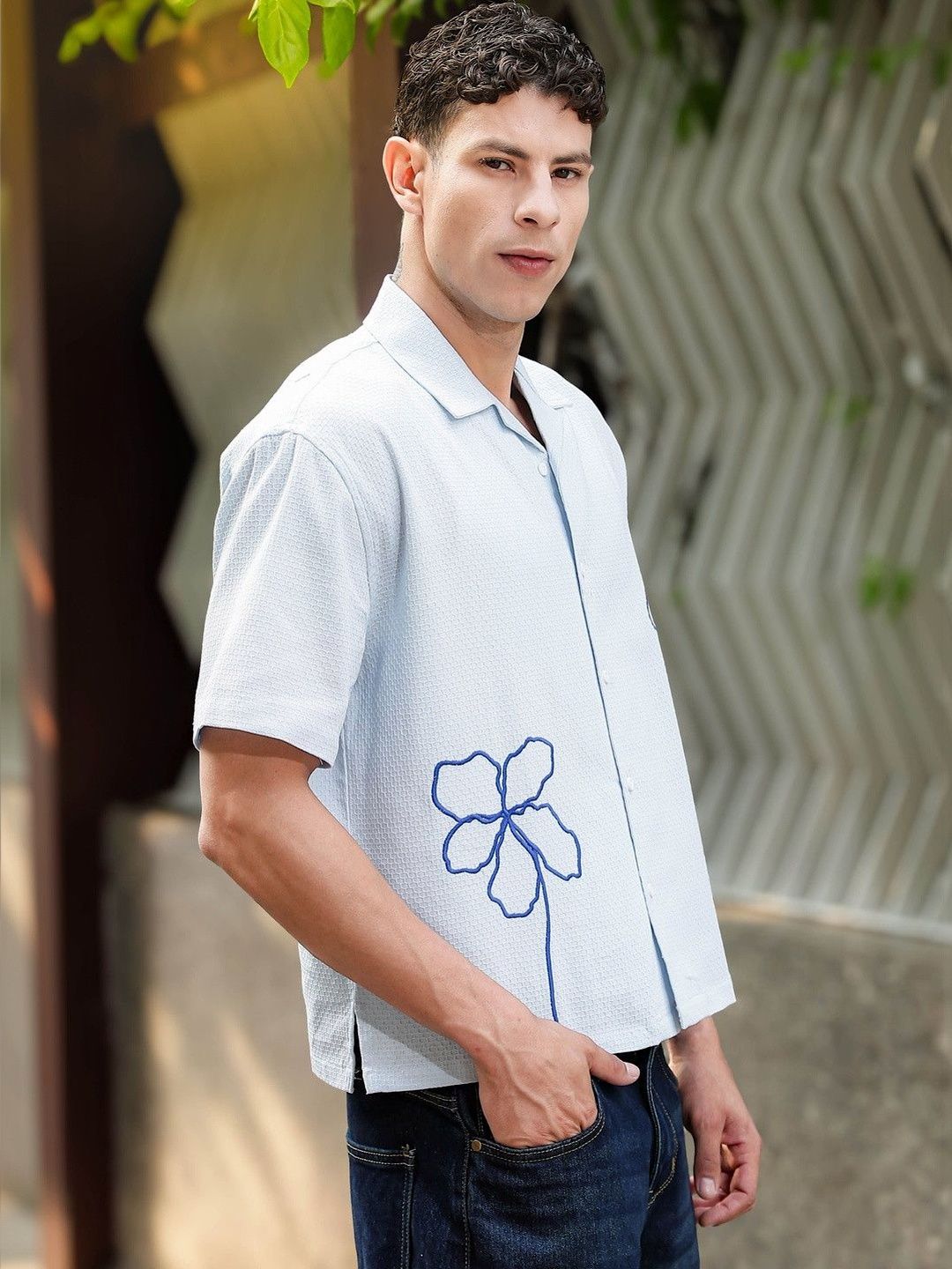 Baju Kasual Bercetak Bunga Eszett Lelaki