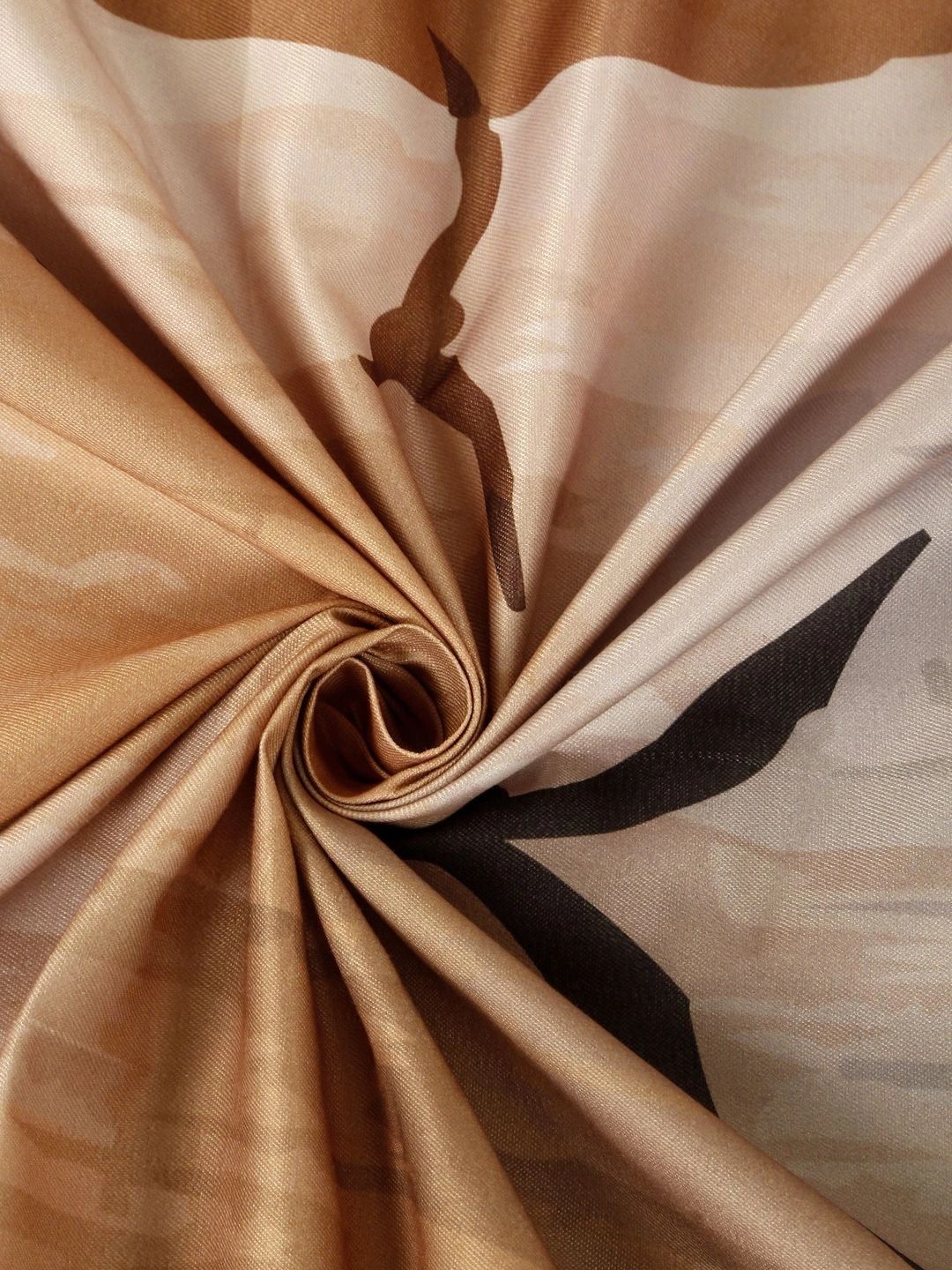 KLOTTHE Beige & Brown Floral 300 TC King Bedsheet with 2 Pillow Covers