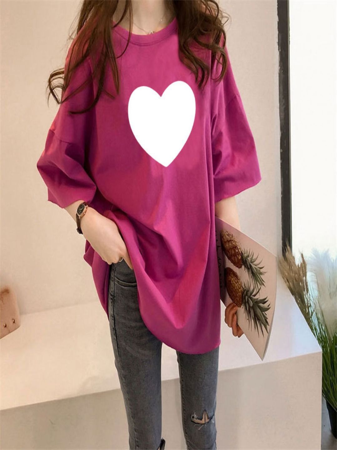 DressBerry Graphic Printed Round Neck Drop-Shoulder Sleeves Oversized  T-Shirt