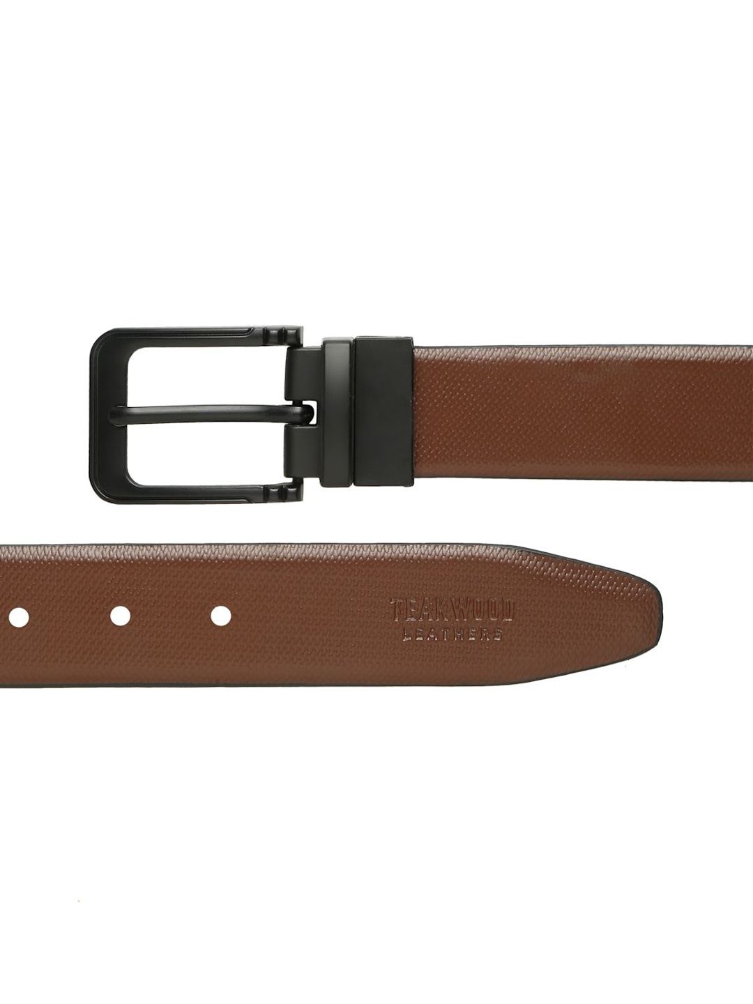 Teakwood Leathers Men Textured Leather Reversible Formal Belt