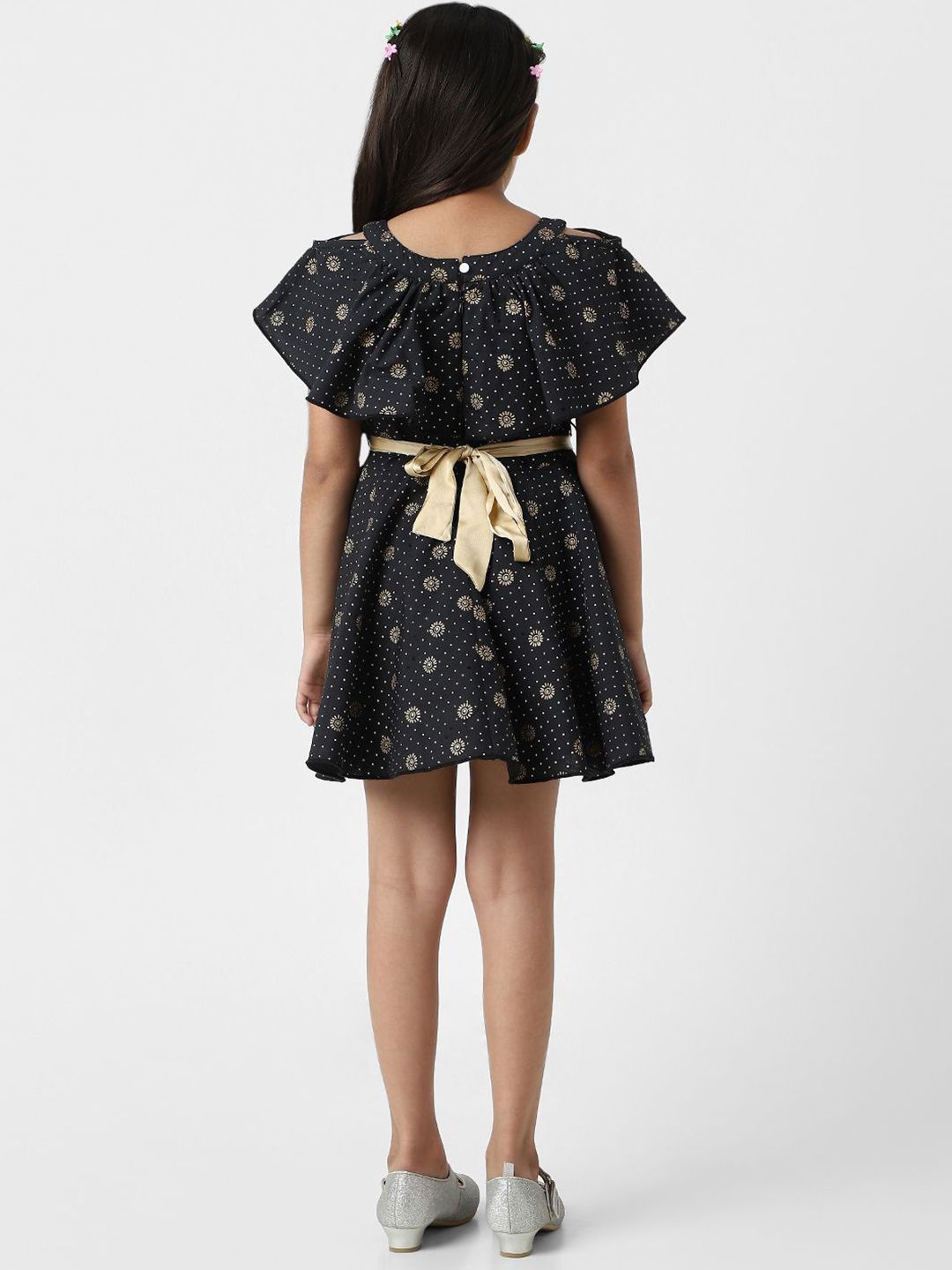 Nauti Nati Girls Printed Cotton Frock with Belt
