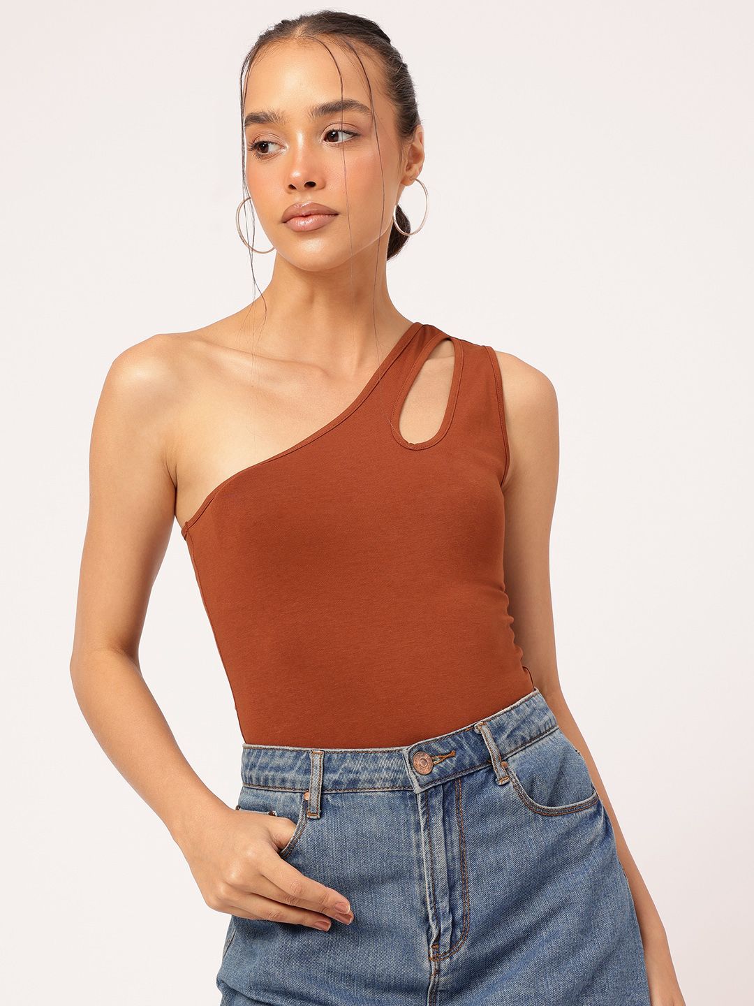 DressBerry Bubbly Basics One-Shoulder Cut-Out Bodysuit