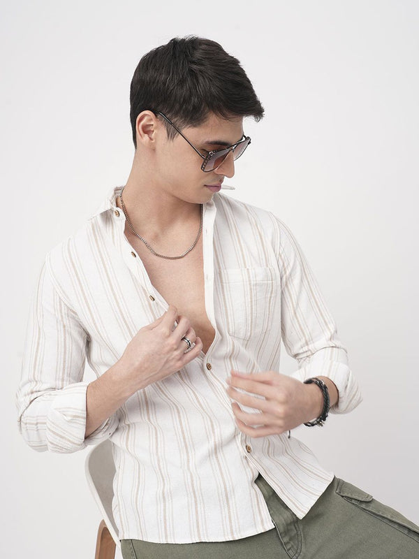 VASTRADO Men Classic Slim Fit Multi Stripes Opaque Striped Casual Shirt