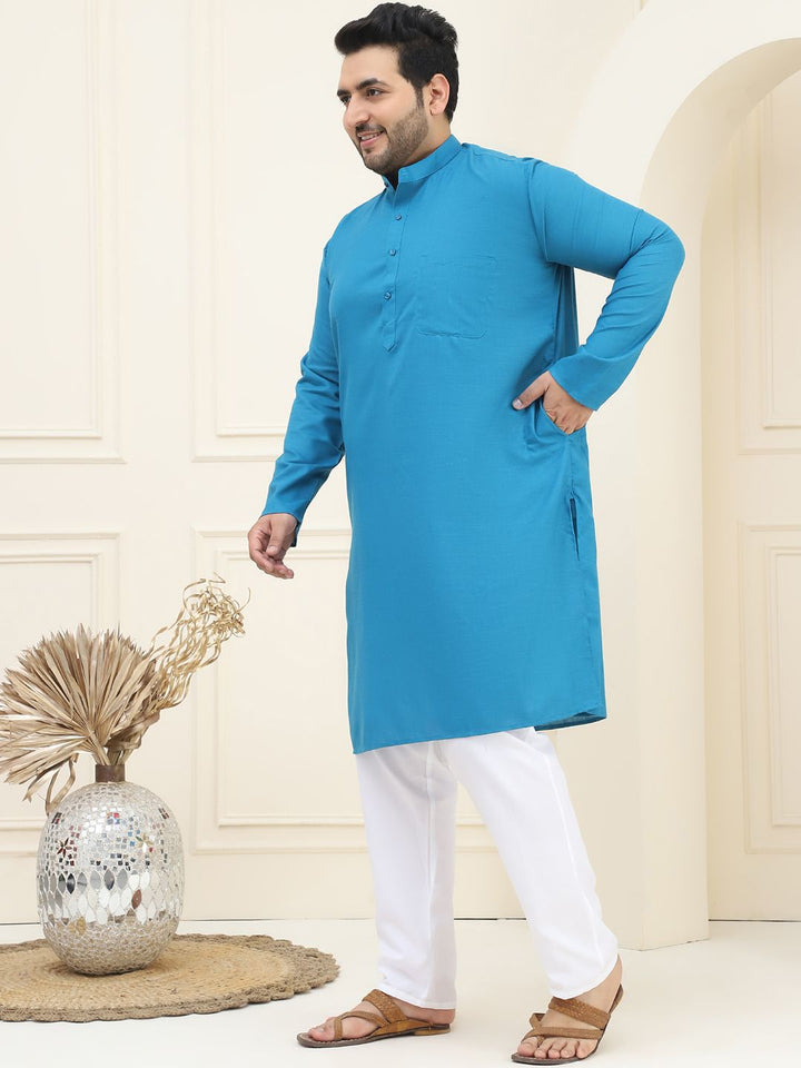 SOJANYA PLUS Kolar Mandarin Kurta Lurus Kapas Tulen dengan Piyama