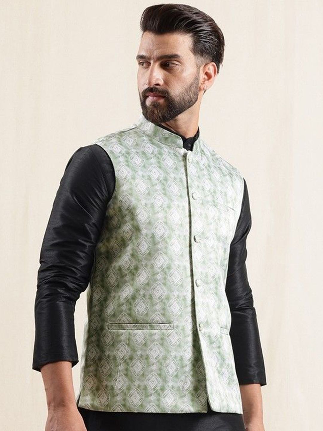 Anouk Geometric Printed Nehru Jacket