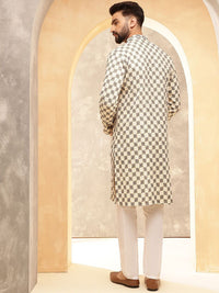 SOJANYA Men Geometric Embroidered Thread Work Kurta