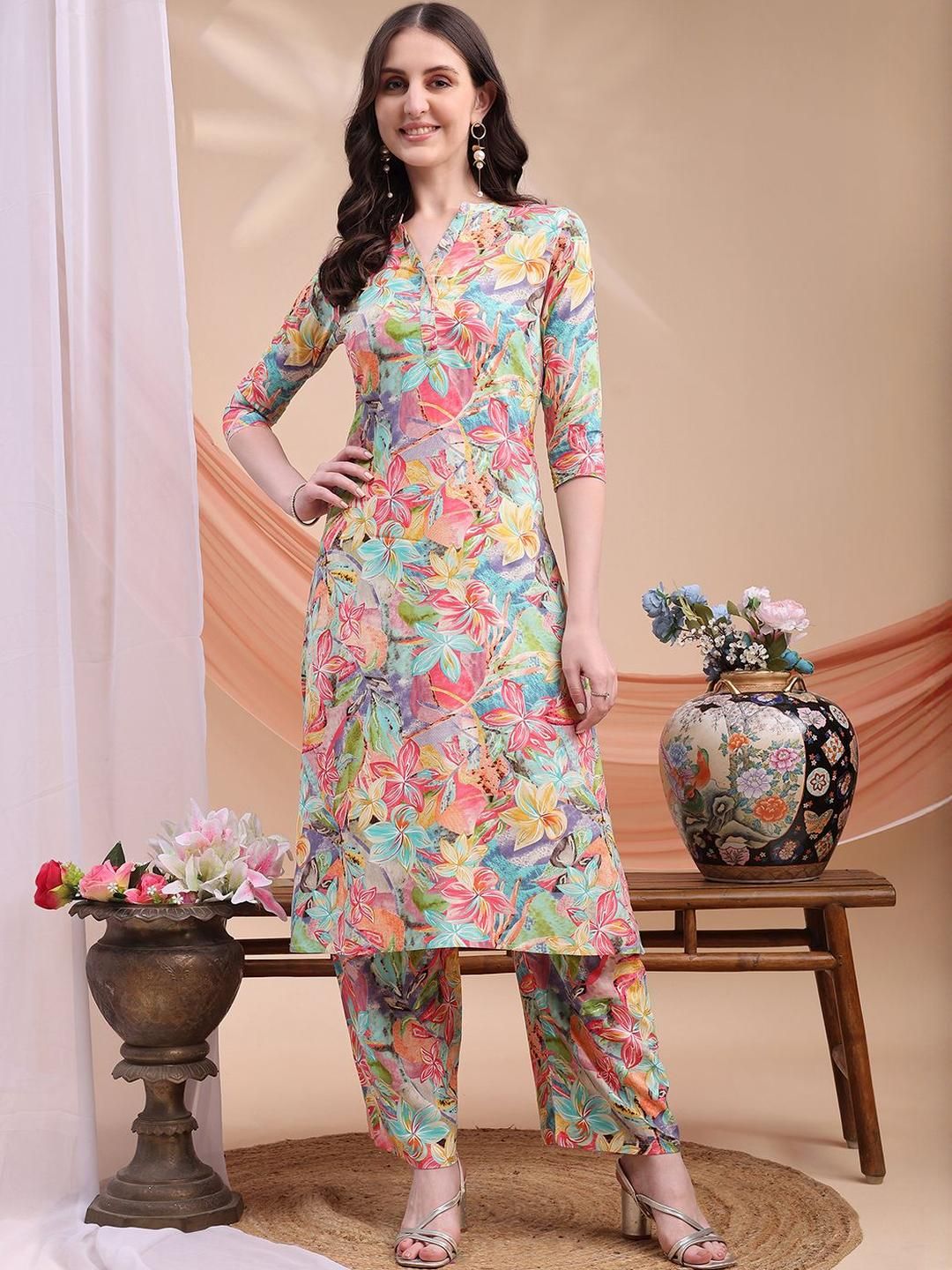KALINI Women Blue Viscose Rayon Kurta Sets