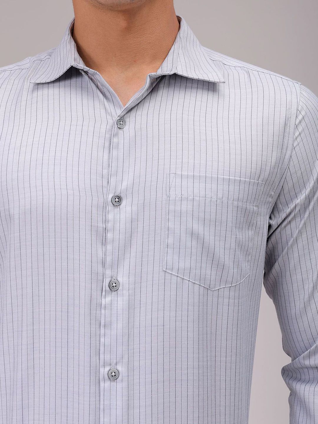 The Indian Garage Co. X Luxe Men Cutaway Collar Pinstripes Striped Slim Fit Formal Shirt