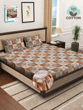 Myntra Elegant Homes Brown & White Floral 400 TC King Bedsheet with 2 Pillow Covers