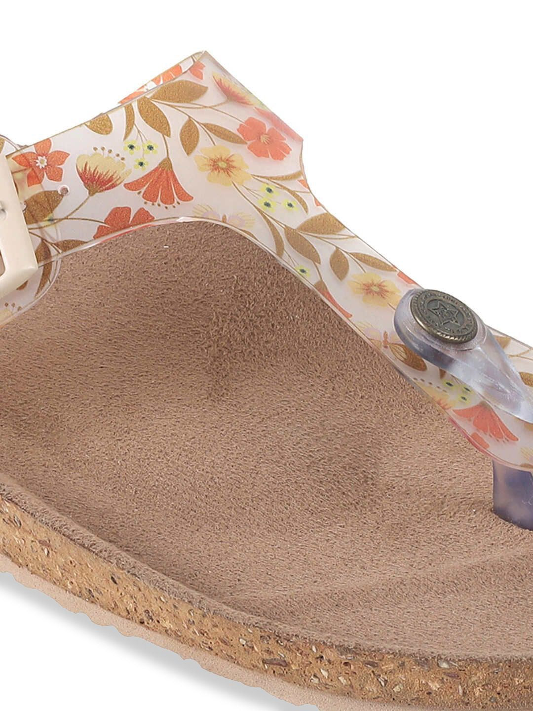 Mochi Women Printed Open Toe Flats with Buckles