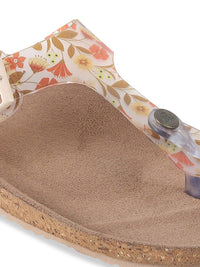 Mochi Women Printed Open Toe Flats with Buckles