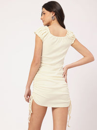 DressBerry Chic Fusion Lace-Detail Mini Sheath Dress with Drawstring-Detail