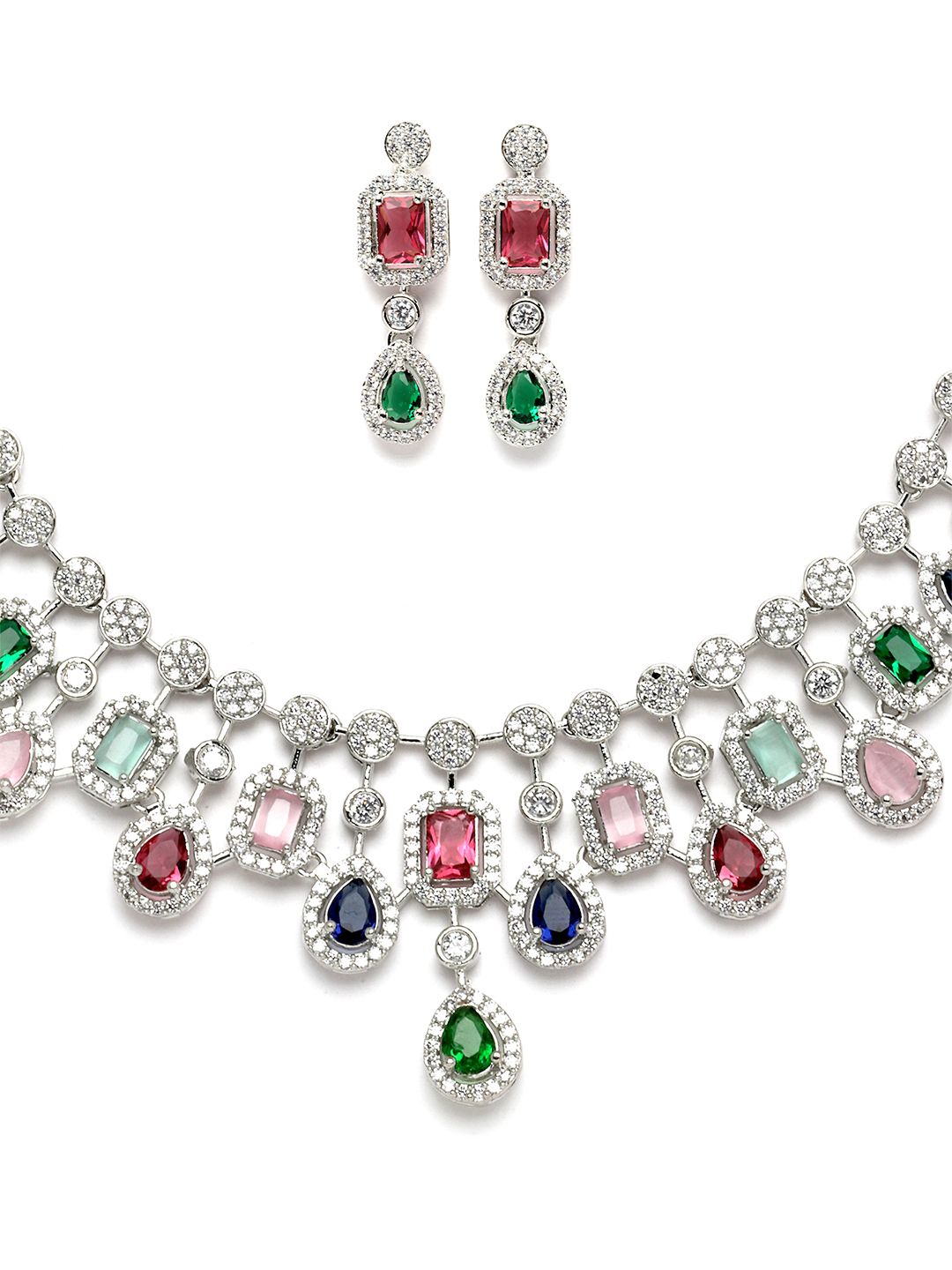 KARATCART Cubic Zirconia Studded Alloy Jewellery Set