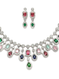 KARATCART Cubic Zirconia Studded Alloy Jewellery Set
