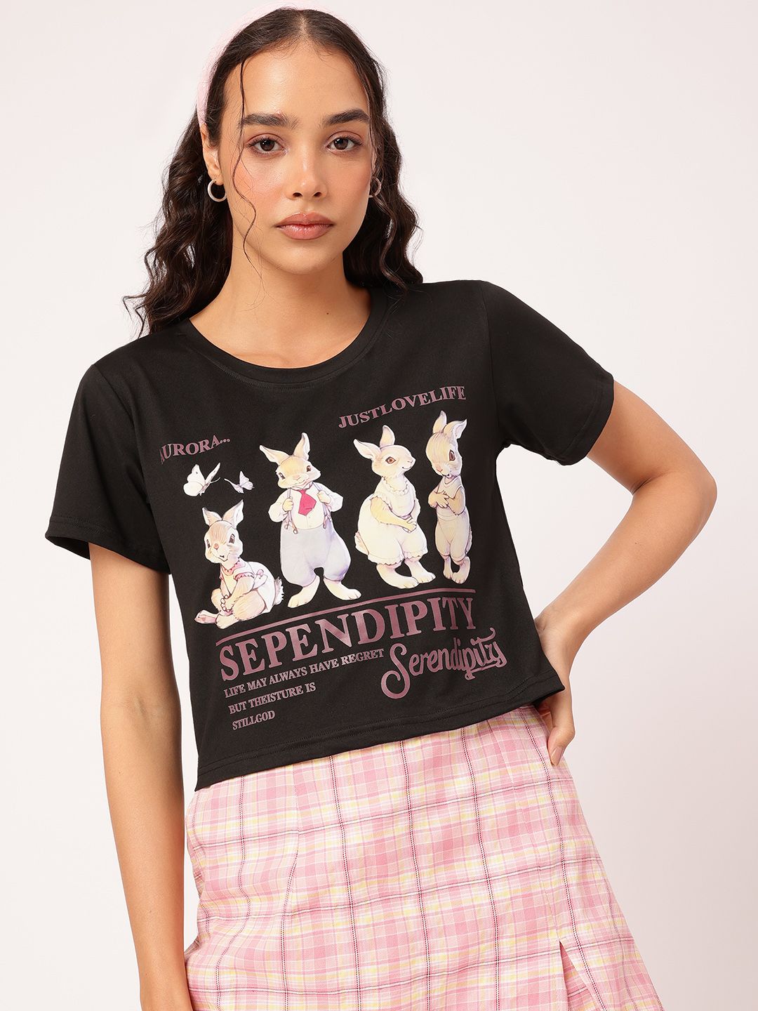 DressBerry Bunny Band Graphic Print Tee