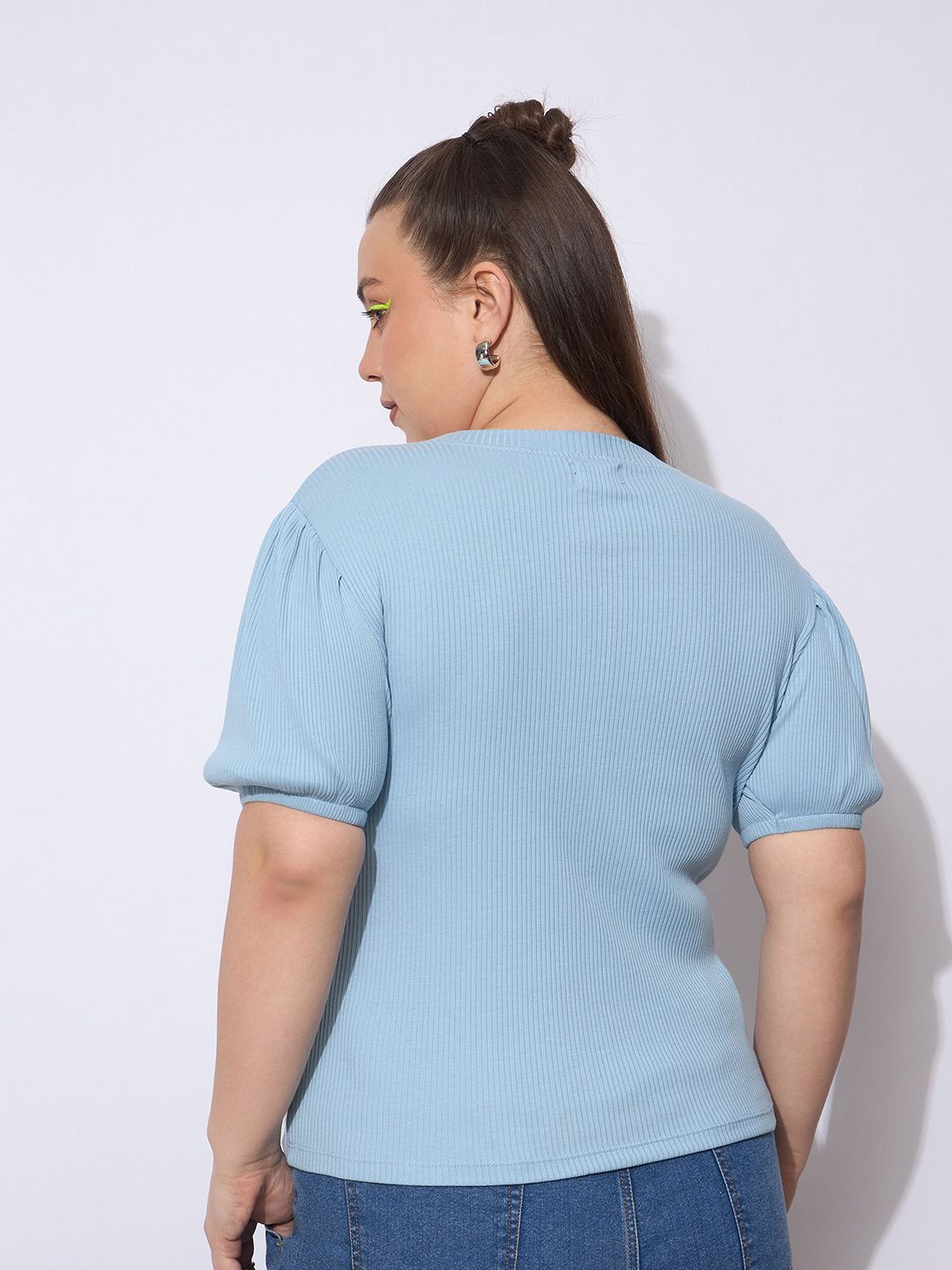 SASSAFRAS Curve Women Puff Sleeve Top
