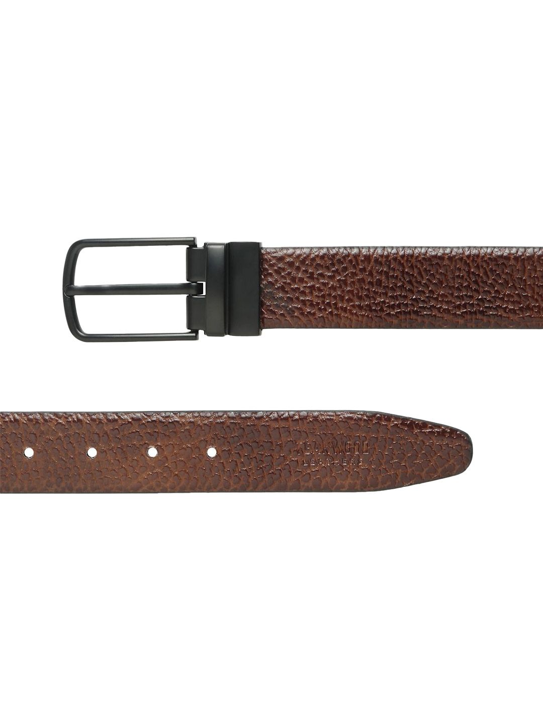 Teakwood Leathers Men Textured Leather Reversible Formal Belt
