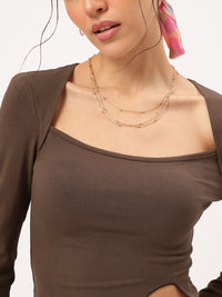 DressBerry Terra Sculpt Slit Scoop Neck Top