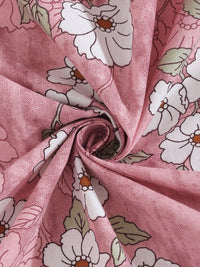 Myntra Elegant Homes Pink Floral 400 TC Pure Cotton Single Bedsheet with 1 Pillow Cover