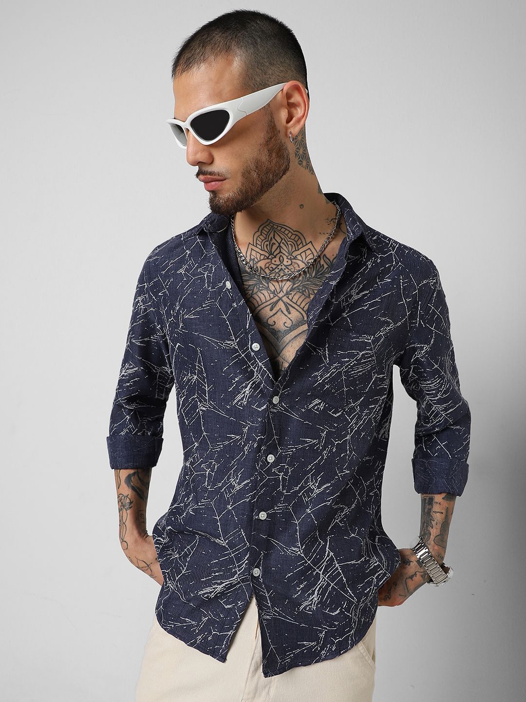 VASTRADO Men Classic Slim Fit Opaque Abstract Printed Casual Shirt