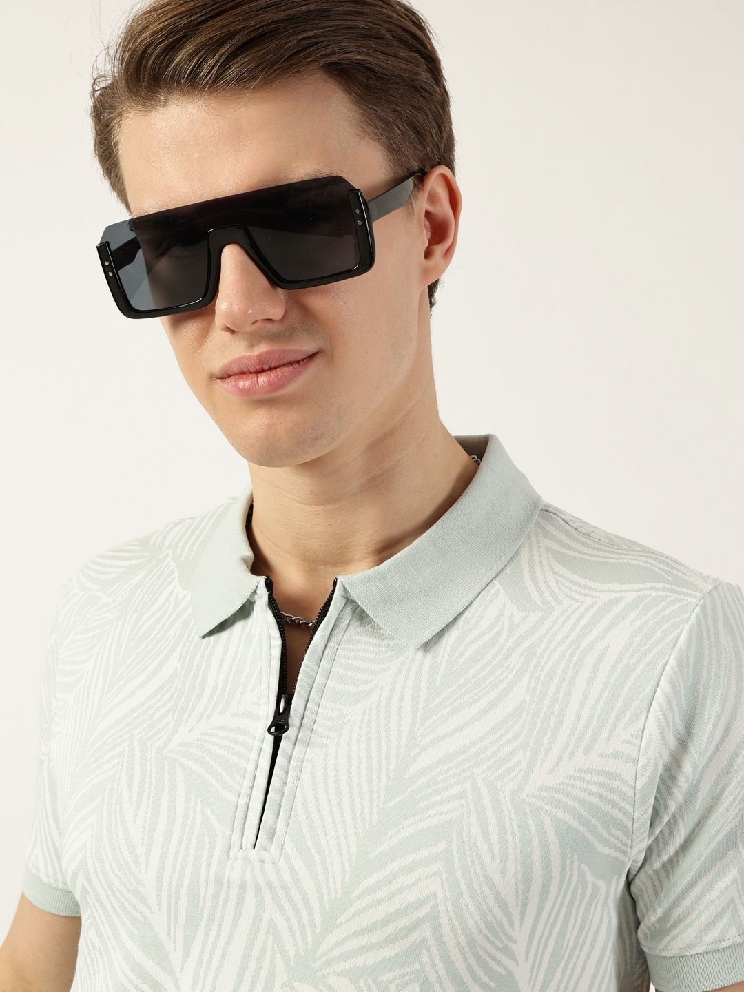 Thomas Scott Men Floral Printed Polo Collar Pockets T-shirt