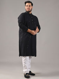 SOJANYA PLUS Plus Size Men Ethnic Motifs Embroidered Pure Cotton Straight Kurta & Pyjamas