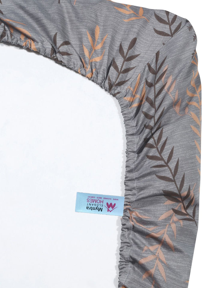 Myntra Elegant Homes Bunga Kelabu & Perang 300 TC Set Cadar Double King-2.5mX2.25m