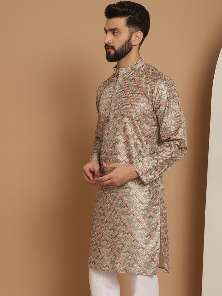 Anouk Men Motif Etnik Beige Bercetak Kurta