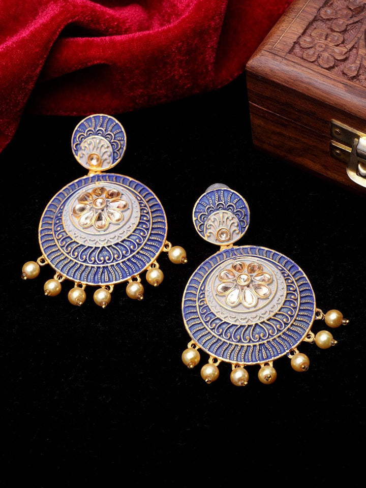 Anouk Gold-Plated Cubic Zirconia Studded Contemporary Drop Earrings