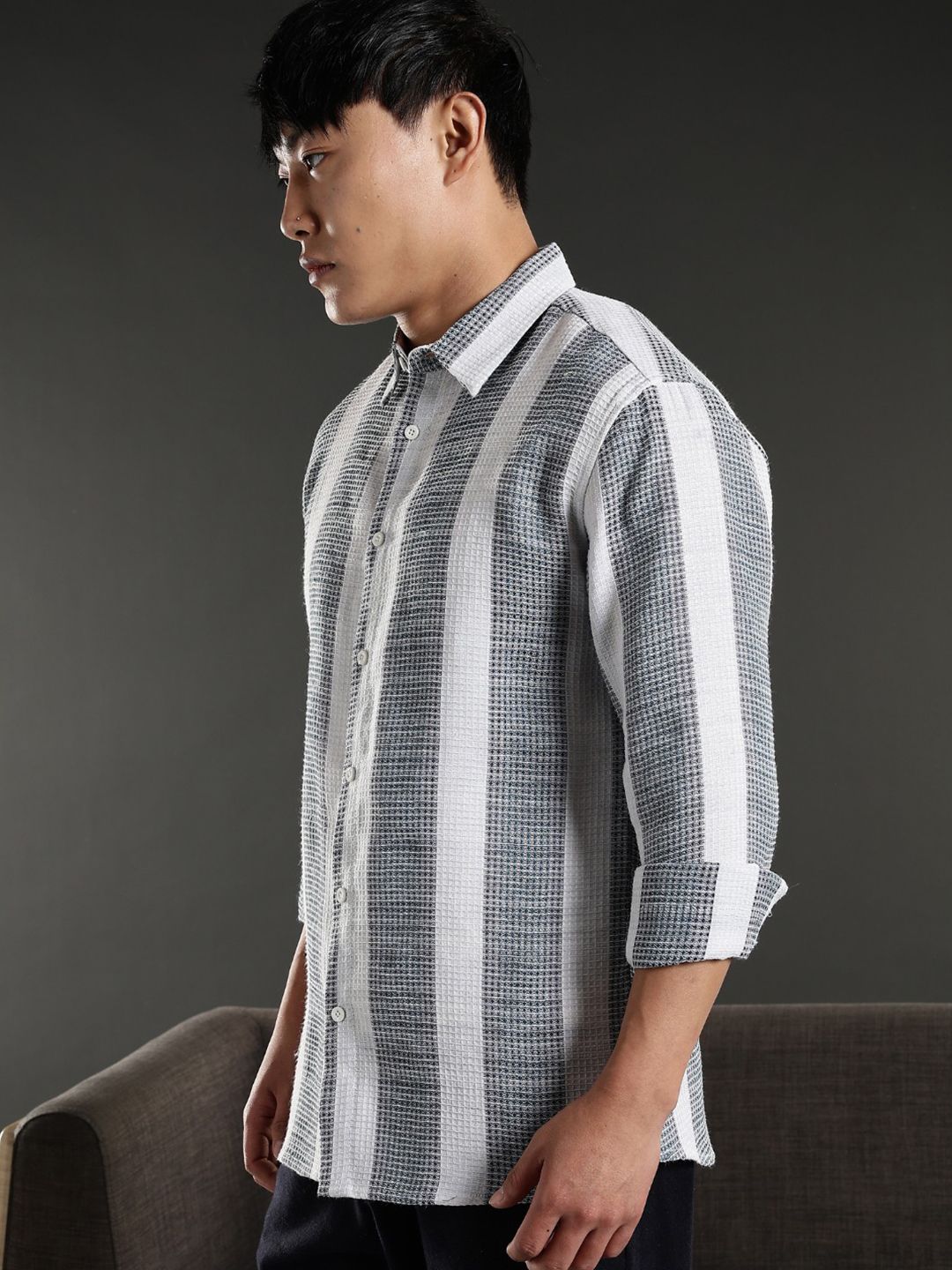 Eszett Checked Button-Down Collar Casual Cotton Shirt
