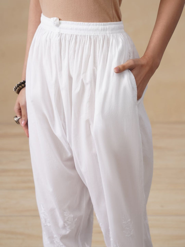 House of Chikankari Women Embroidered Relaxed Trousers
