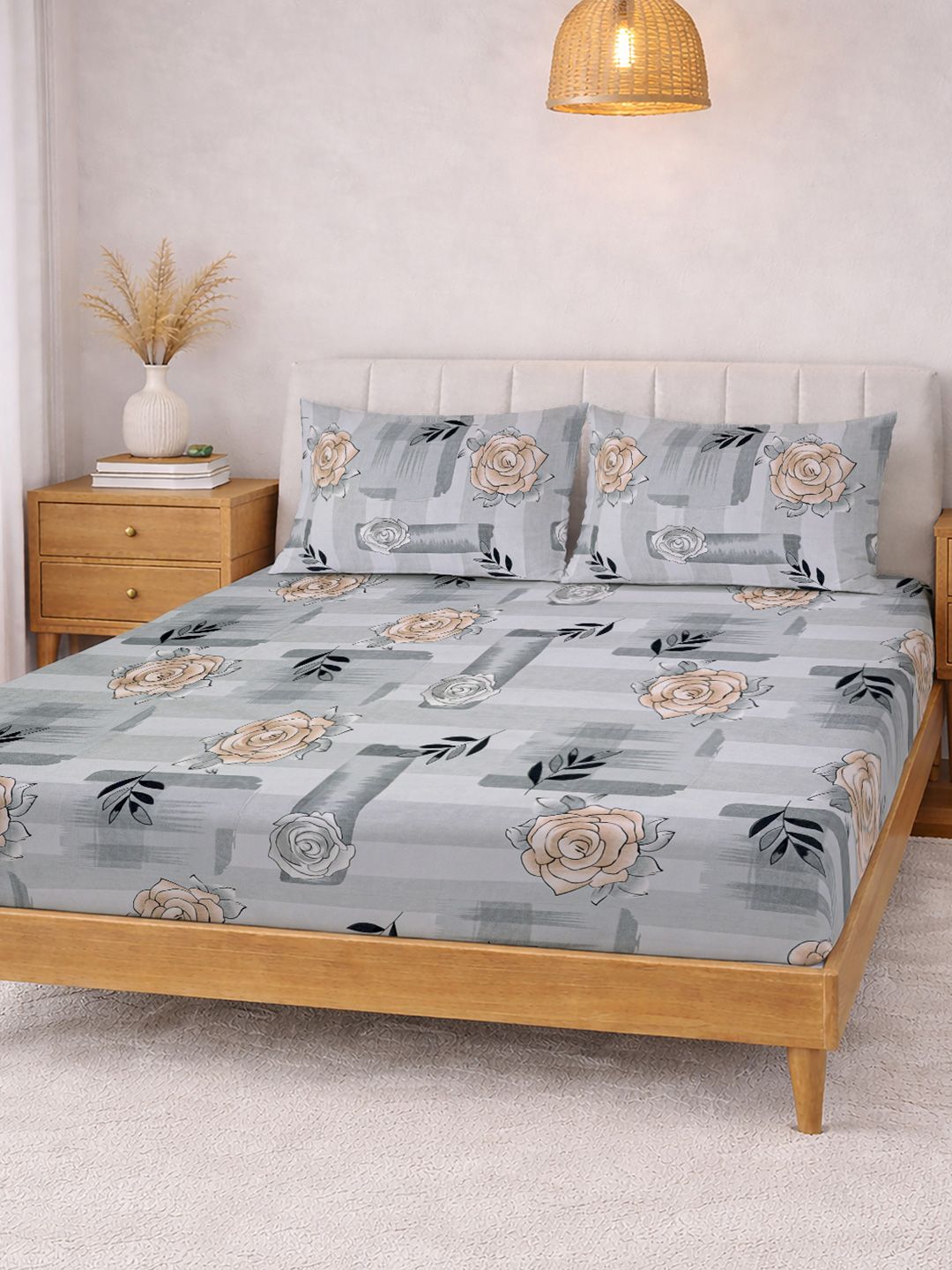 KLOTTHE Kelabu Floral 300 TC Cadar King