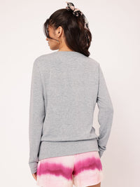 DressBerry Misty Haze Cardigan-Inspired Paneled Knit Top