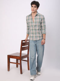 VASTRADO Men Classic Slim Fit Opaque Checked Casual Shirt