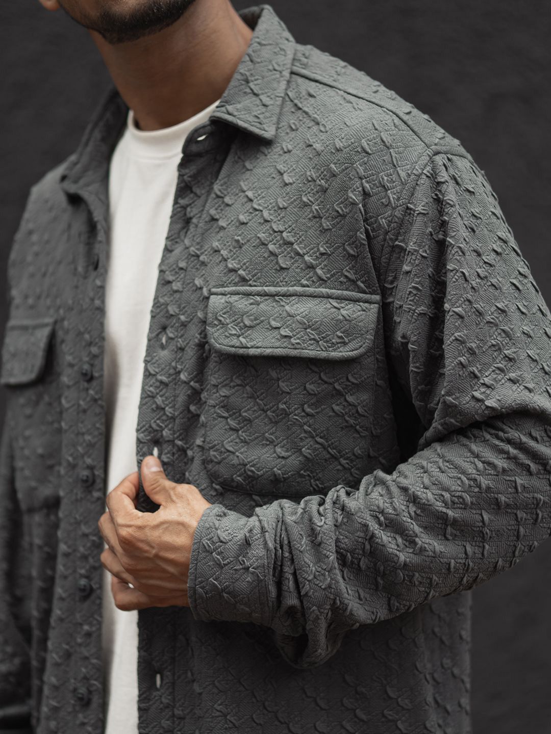 Powerlook Men Spread Collar Textured Regular Fit Casual Shirt