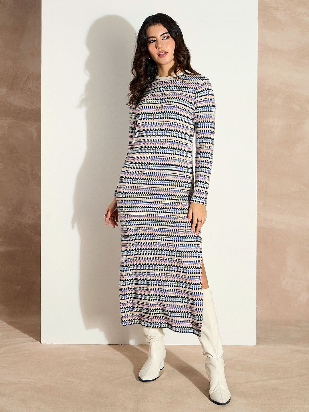 SASSAFRAS Striped Maxi Midi Dress