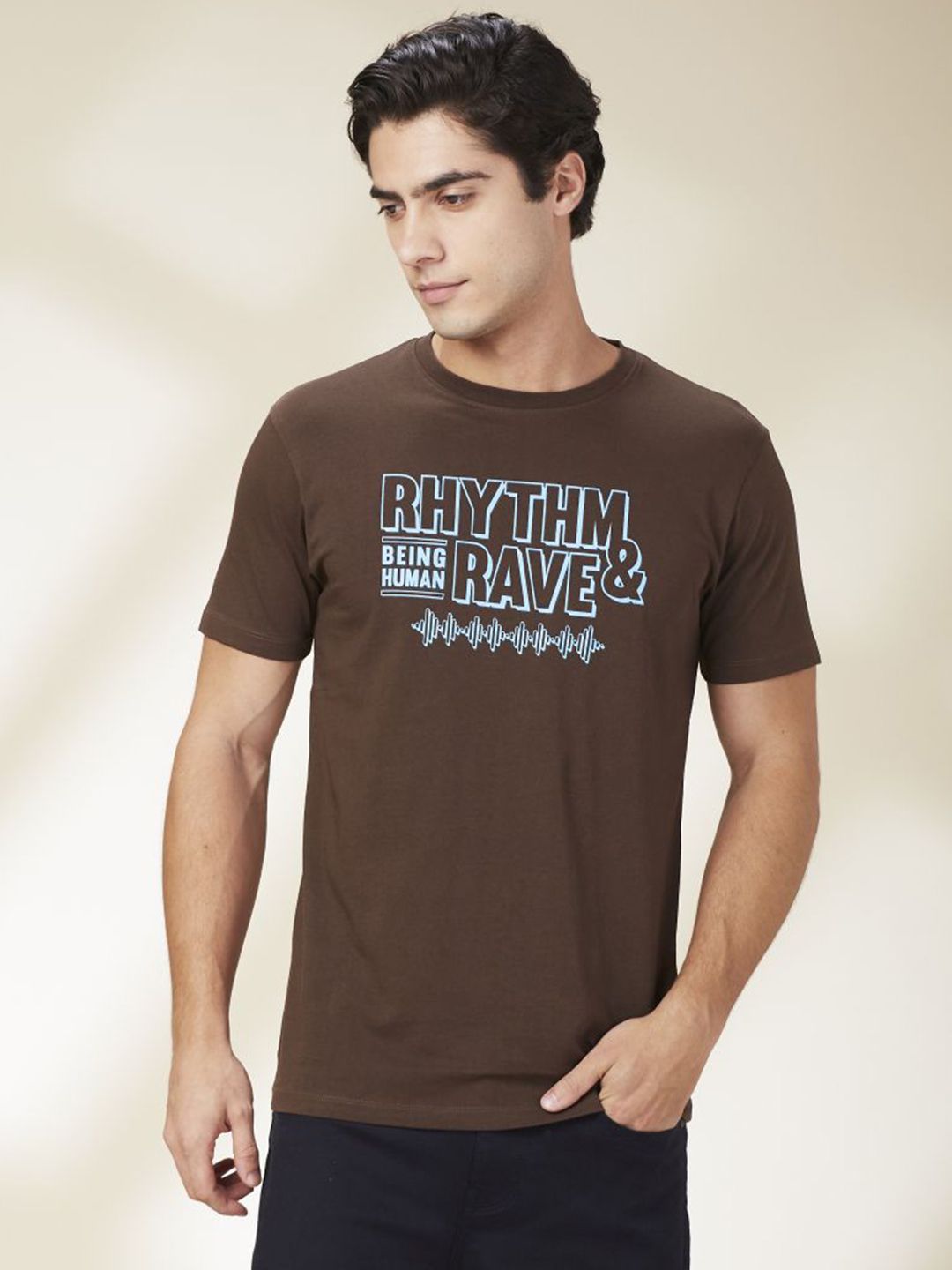 Being Human Men Typography Printed Round Neck Cotton Slim Fit T-shirt