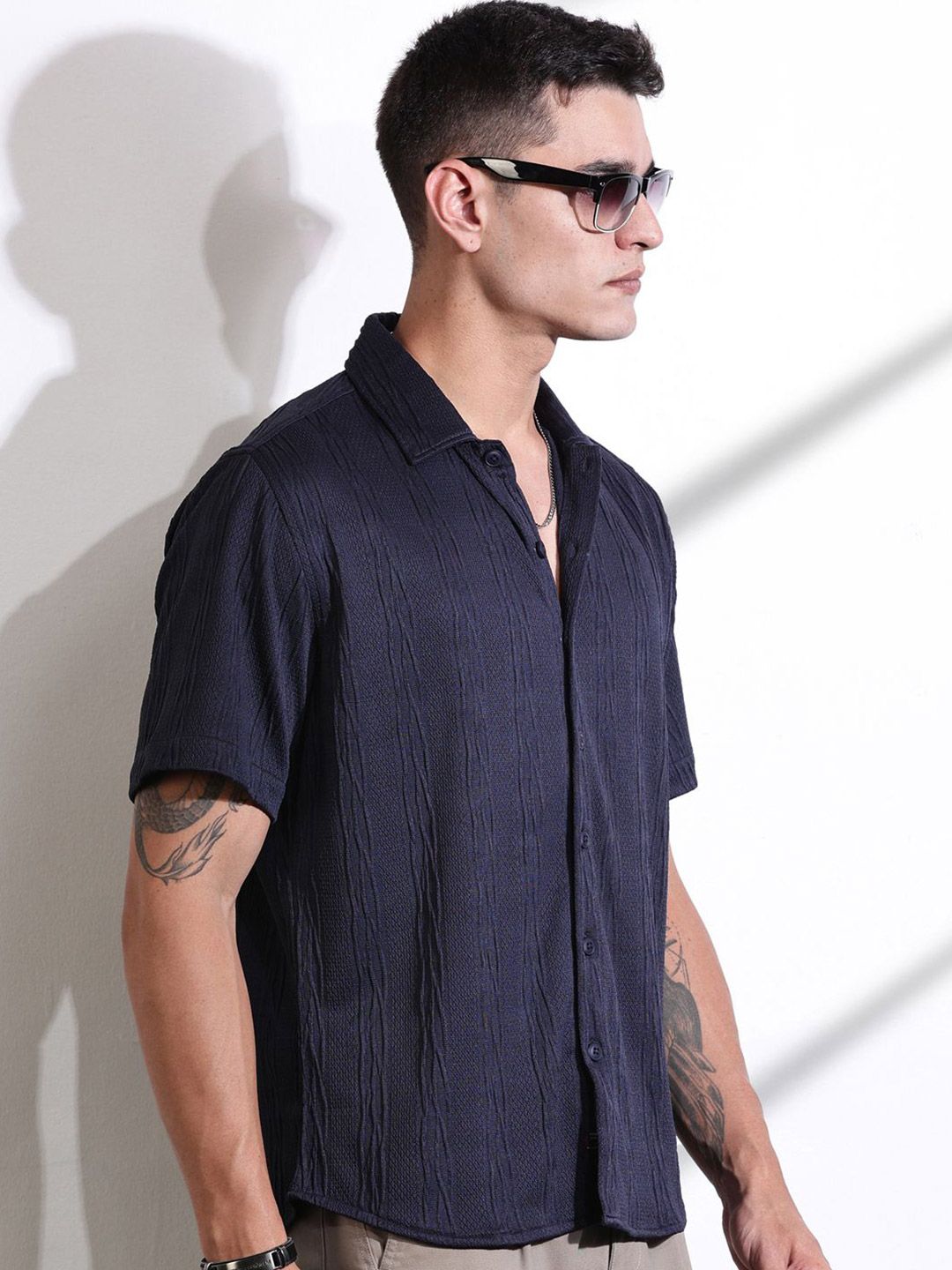 Thomas Scott Men Smart Fit Cutaway Collar Textured Casual Shirt