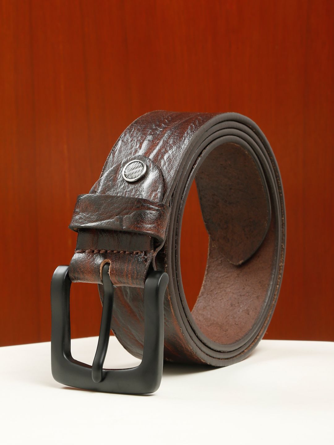 Teakwood Leathers Men Textured Leather Belt