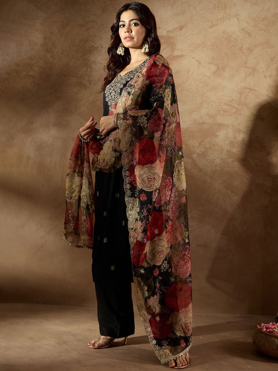 Indo Era Women Ethnic Motifs Embroidered Regular Kurta with Trousers & With Dupatta