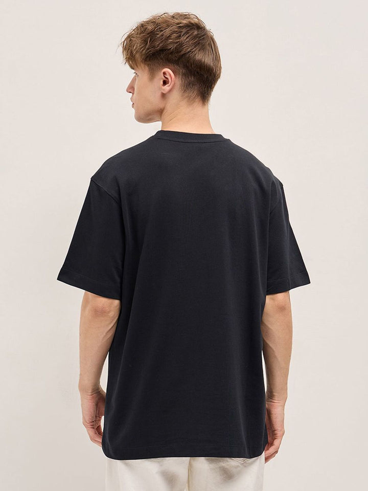 THE BEAR HOUSE Men Typography Printed Round Neck Cotton Oversized T-shirt