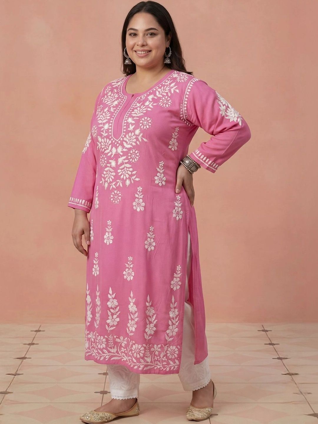 Rumah Wanita Chikankari Sulam Kurta Chikankari