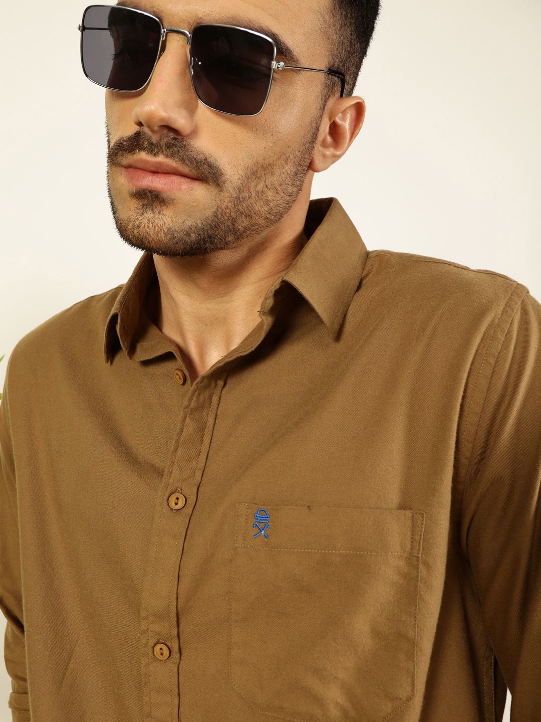 Thomas Scott Men Premium Spread Collar Solid Pure Cotton Slim Fit Casual Shirt