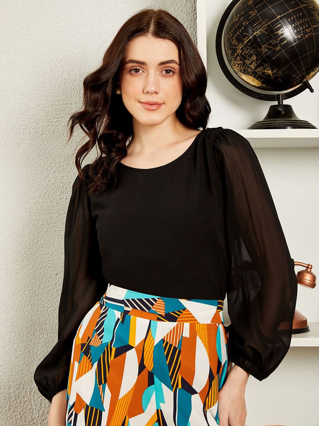 Berrylush Women Bishop Sleeves Georgette Top