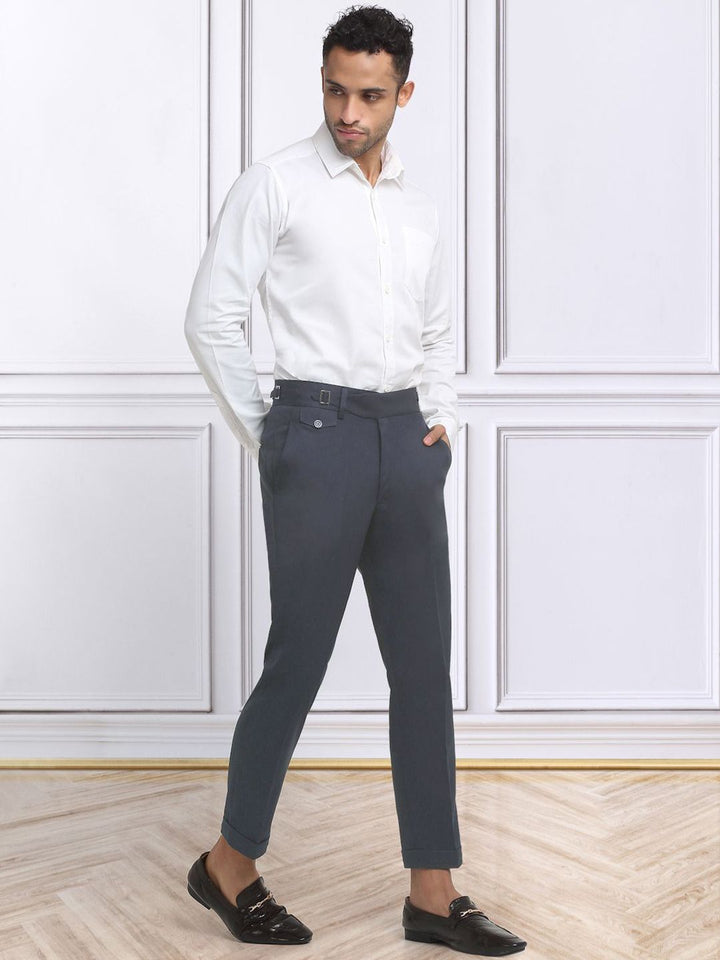 KLOTTHE Men's Cotton Rich Solid Slim Fit Gurkha pants