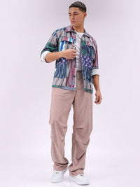 The Indian Garage Co Men Textured Tapered Fit Joggers Casual Trousers